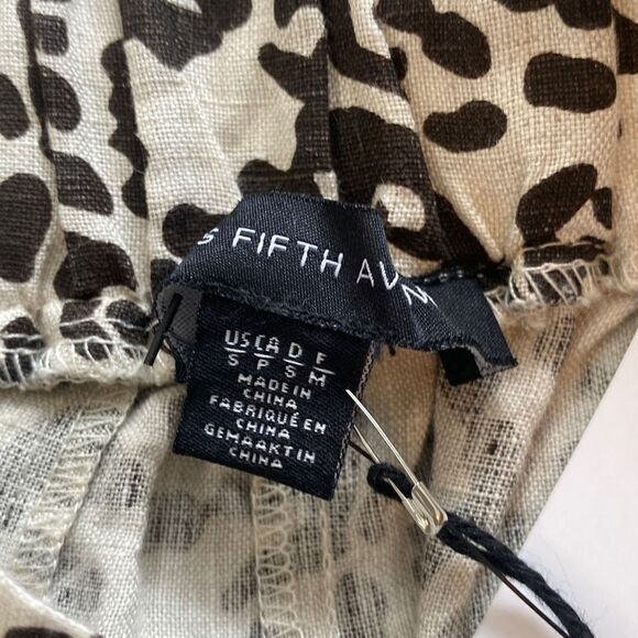 Saks Fifth Avenue NWT 100% Linen Paperbag Shorts Mob Wife Leopard Print Small - Picture 3 of 6
